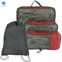 4pcs Per Set Travel Suitcase Mesh Packing Cube Organizer with Drawsttring Shoe Bag Home Clothes Storage Bag
